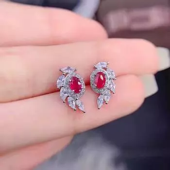 Серьги-гвоздики с натуральным гранатом и красным драгоценным камнем для женщин, высококачественные роскошные ювелирные изделия, серьги с блестящим гранатом для свадебной вечеринки 925 красный