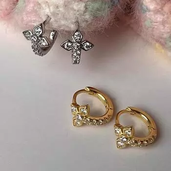 Серьги-гвоздики с пряжкой-крестиком женские легкие роскошные темпераментные циркониевые серьги индивидуальность осенний дизайн чувство моды серьги