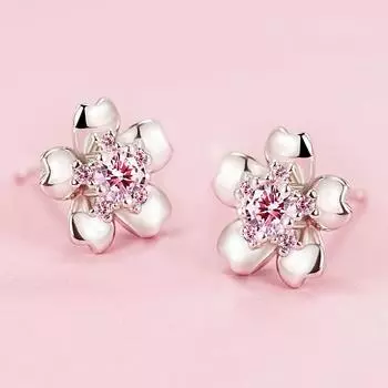 Серьги-гвоздики с розовым цветком вишни, женские серьги, цветочные нишевые, модные, новые украшения для ушей, элитный темперамент