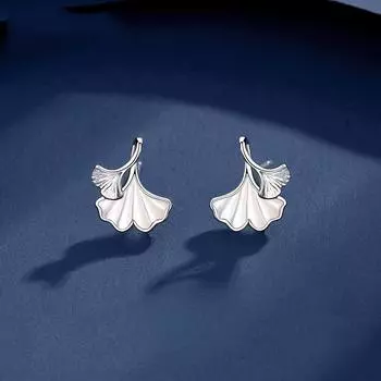 Серьги-гвоздики Sansheng Lucky Ginkgo Leaf S999 для девочек из стерлингового серебра высокого качества
