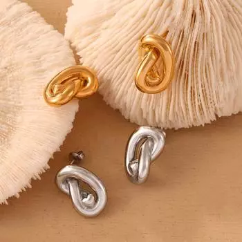 Серьги-гвоздики Simple Creative Design Kink, модные универсальные серьги-гвоздики Wind Titanium Steel с золотым покрытием, маленькие, свежие и элегантные