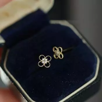 Серьги-гвоздики в форме цветка из полого серебра 925 пробы с инкрустацией из циркония и бриллиантов, миниатюрные, легкие, роскошные, изысканные и универсальные серьги для женщин 925