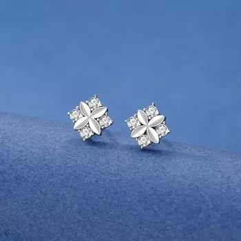Серьги-гвоздики в форме цветка из серебра 925 пробы, легкие, роскошные, мини-серьги в форме четырехлистного клевера, серьги Tide Brand Niche Ins Rhombus 925 Silver