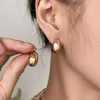 Серьги-гвоздики в форме капли воды женские легкие полые толстые каплевидные золотые серебряные толстые кольца ювелирные изделия