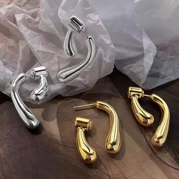 Серьги-гвоздики в форме капли воды, женские, французский, холодный ветер, нишевый дизайн, две серьги спереди и сзади