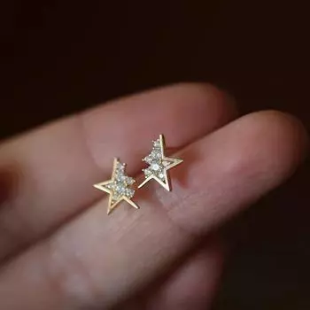 Серьги-гвоздики в форме пятиконечной звезды из стерлингового серебра 925 пробы, женские элегантные серьги в форме звезды с бриллиантами, универсальные легкие роскошные серьги 925