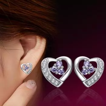 Серьги-гвоздики в форме сердца от Maxim s Fashion, серебряные серьги-гвоздики для женщин, серьги, женские серьги-гвоздики