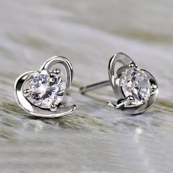 Серьги-гвоздики в форме сердца, женские модные мягкие посеребренные серьги-гвоздики в форме сердца, корейские украшения