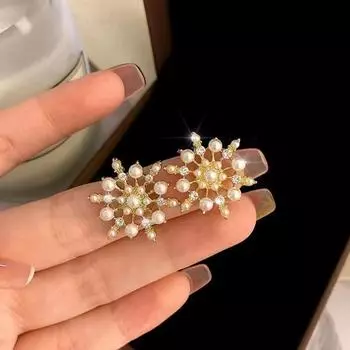 Серьги-гвоздики в форме снежинки из серебра 925 пробы, летние простые серьги высокого класса, серьги с нишевым дизайном для женщин