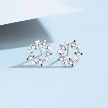 Серьги-гвоздики в форме звезды S999 Foot Silver Design Femininity Niche Super Flash Earrings