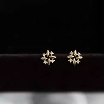 Серьги-гвоздики в стиле ветряной мельницы из стерлингового серебра S925 для женщин, изысканные и универсальные японские полые серьги с драгоценными камнями для нежных дам 925