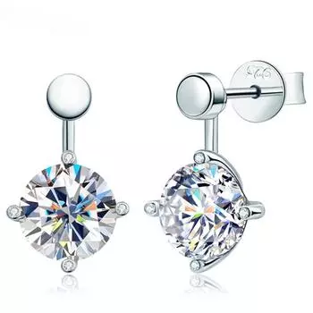 Серьги-гвоздики Wong Rain из стерлингового серебра 925 пробы VVS1 2CT D цвета с настоящим муассанитом и бриллиантами, свадебные ювелирные изделия, подарок на годовщину White