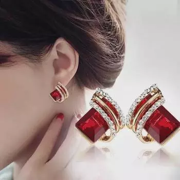 Серьги Hanxing Anti-Alergic Diamond Crystal Geometric - Корейский стиль для женщин