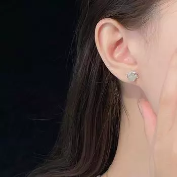 Серьги Hetian Jade с четырьмя листочками клевера, темпераментные ретро-серьги, универсальные, простые, высокого класса