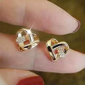 Серьги Huitan Eternity Love, пирсинг для ушей, серебряный/золотой цвет, модные серьги в форме сердца для женщин, шикарные свадебные украшения