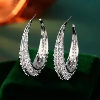 Серьги-иглы из серебра 925 пробы, темпераментные, легкие, роскошные серьги, преувеличенная атмосфера, большие круглые серьги в форме буквы C
