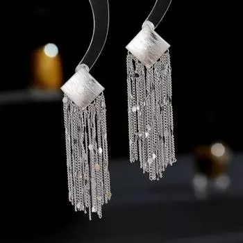 Серьги-иглы из серебра 925 пробы с креативным темпераментным дизайном, преувеличенные, чтобы показать лицо, маленькие длинные серьги с металлической бахромой золотой