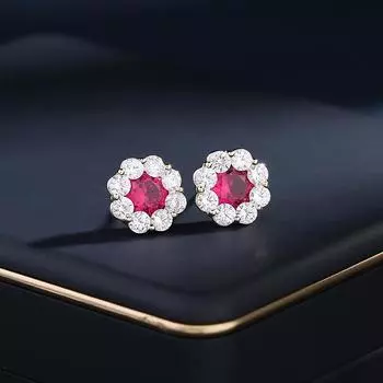 Серьги-иглы из серебра 925 пробы, весна и лето, новые нишевые серьги высокого класса с круглым цирконием, повседневные, простые, с цветком зелёный