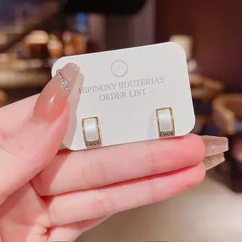 Серьги-иглы из серебра 925 пробы с перламутровым узором геометрической формы с первоклассным, модным дизайном золотой