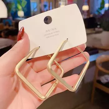 Серьги-иглы из серебра 925 пробы с геометрическим узором для женщин, корейский стиль, матовый дизайн, европейское и американское влияние, универсальный темперамент. золотой