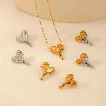 Серьги Ins fluid love из титановой стали женские легкие роскошные серьги-гвоздики из нержавеющей стали 18 карат в форме сердца