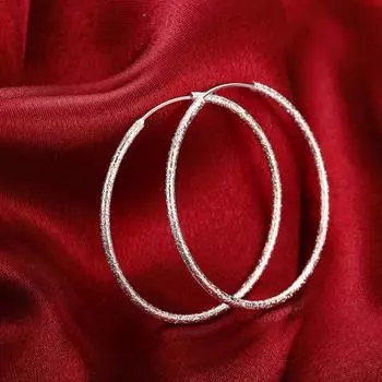 Серьги из 100% стерлингового серебра 925 пробы, популярные ювелирные изделия, одиночные круглые матовые серьги-кольца, женский топ-темперамент, подарок