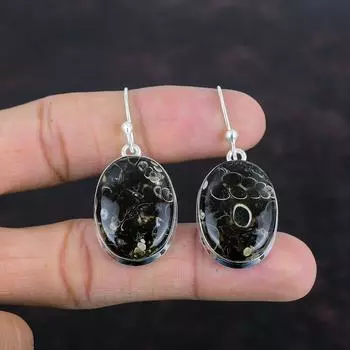 Серьги из агата Turritella, серьги из драгоценных камней, серебряные серьги 925 пробы, очень красивые ювелирные изделия из агата Turritella, серьги ручной работы, подарки для нее
