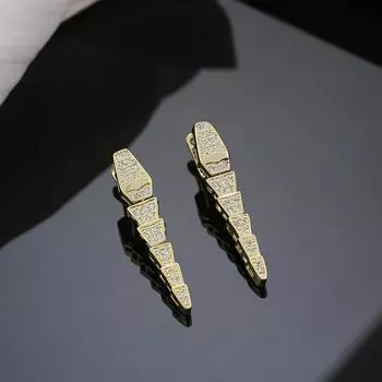 Серьги из циркония в форме змеи, модные серьги по индивидуальному заказу для женщин, легкие серьги класса люкс, ювелирные изделия. 18K