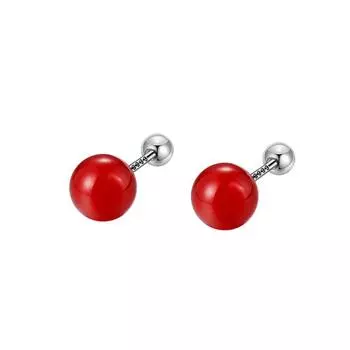 Серьги из красного агата, серьги-шурупы, красные новогодние серьги, подарок лучшему другу