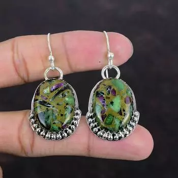 Серьги из медного рубина и цоизита, серебряные серьги 925 пробы, антикварные ювелирные изделия, серьги-подвески ручной работы, серьги с драгоценными камнями высшего качества, подарки для женщин