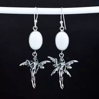 Серьги из натурального белого коралла, старинные серьги из стерлингового серебра 925 пробы, серьги-подвески из серебра в стиле бохо, подарки на день рождения, подарки для нее 2.95 белый