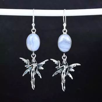 Серьги из натурального драгоценного камня Owyhee Opal, старинные серьги из стерлингового серебра 925 пробы, серьги-подвески из серебра в стиле бохо, подарки для вечеринок, подарки для нее 2.95 синий