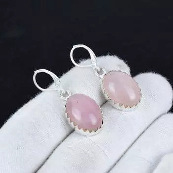Серьги из натурального розового кварца из стерлингового серебра 925 пробы, серьги-подвески из серебра в стиле бохо, подарки на годовщину, подарки для нее 2.16 розовый