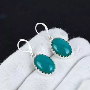 Серьги из натурального зеленого оникса из стерлингового серебра 925 пробы, серьги-подвески из серебра в стиле бохо, подарки на годовщину, подарки для нее 2.16 зелёный