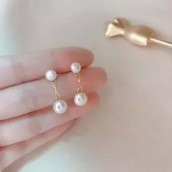 Серьги из натурального жемчуга в корейском стиле, нежные и милые, уникальные серьги, серьги в новом стиле