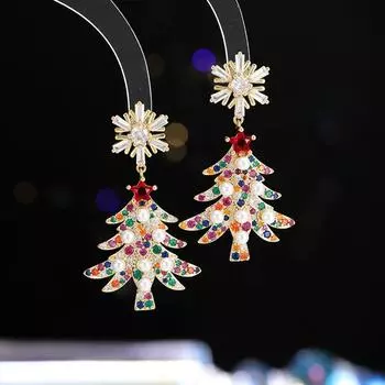 Серьги из новой рождественской серии S925 серебряные игольчатые серьги-гвоздики со снежинками из циркония креативные модные серьги в форме рождественской елки высокого качества