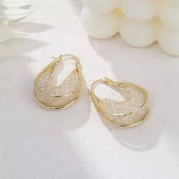 Серьги из полой сетки с перекрестными краями из золота, женские роскошные серьги знаменитостей высокого класса, уникальные и элегантные серьги