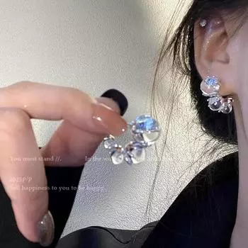 Серьги из прозрачного серебра 925 пробы с бусинами — модный роскошный нишевый дизайн A1703 серебряный