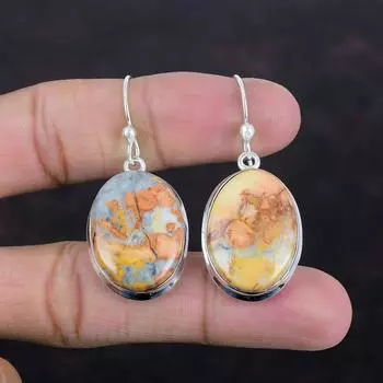 Серьги из яшмы Малигано, оригинальные серьги из драгоценных камней, серьги из стерлингового серебра 925 пробы, ювелирные изделия из яшмы Малигано, серьги-подвески ручной работы, подарки для жены