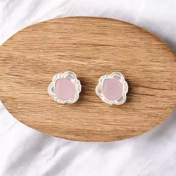 Серьги из розового халцедона 925 пробы, ручная работа, украшения для вечеринки, гвоздики EE-159-16