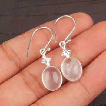 Серьги из розового кварца, серебро 925 пробы, этнические украшения для женщин EE-6-29