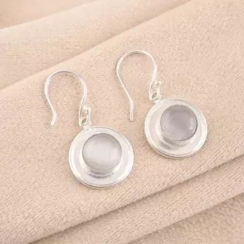 Серьги из селенита и серебра 925 пробы 1,40 в подарок на День матери EE-4-50