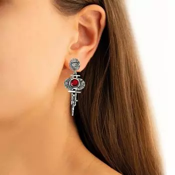 Серьги из серебра 925 пробы Мозамбик с гранатом, драгоценные камни, ювелирные изделия ручной работы