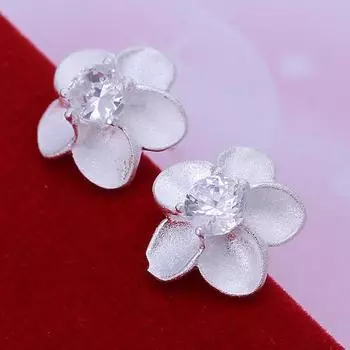 Серьги из серебра 925 пробы с цветком розы для женщин, свадебные украшения, подарки