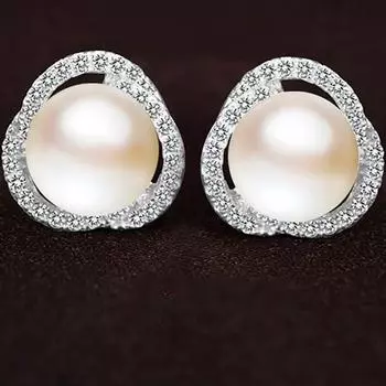 Серьги из серебра 925 пробы с натуральным пресноводным жемчугом, цирконом, драгоценным камнем для женщин, ювелирные изделия, серьги-гвоздики, свадебный подарок
