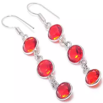 Серьги из серебра 925 пробы с натуральным мозамбикским гранатом 2,29 дюйма K3I16