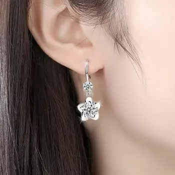 Серьги из серебра 925 пробы с иглой, новые женские модные украшения, розовые, синие, белые, с кубическим цирконием, длинные серьги с цветочной кисточкой и крючками розовый