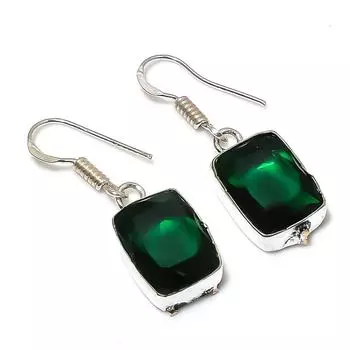 Серьги из серебра 925 пробы с хромдиопсидом, ручная работа, 1,46 дюйма, m3W46