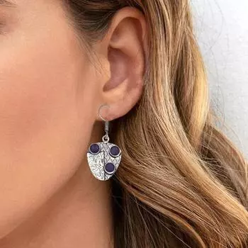Серьги из серебра 925 пробы с аметистом и драгоценными камнями, серьги ручной работы, фиолетовые