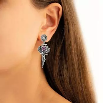 Серьги из серебра 925 пробы с аметистом и драгоценными камнями, серьги ручной работы, фиолетовые